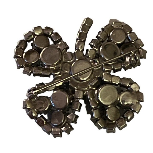 Vintage 1970s Turquoise four leaf clover pin - Picture 2 of 4